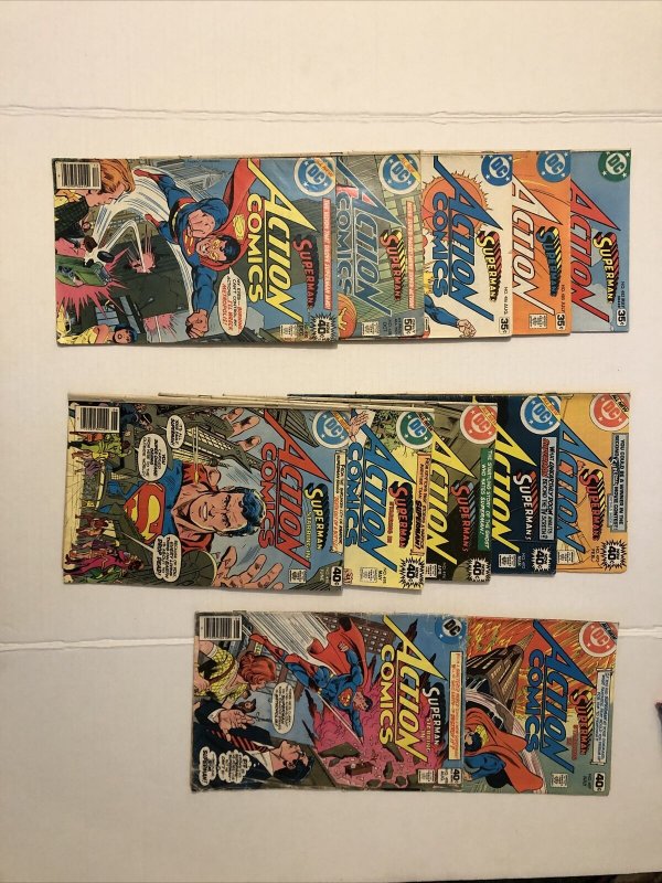 Action comics  #483,485,486,488,490,492,493,494,495,496, 497,&498 Lot Of 12