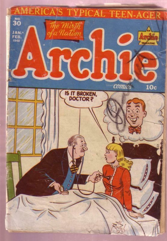 ARCHIE COMICS #30 1948 BETTY & VERONICA-AL FAGALY ART FR