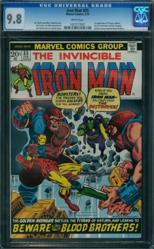 Iron Man 55  CGC 9.8 1st Thanos White Pages!