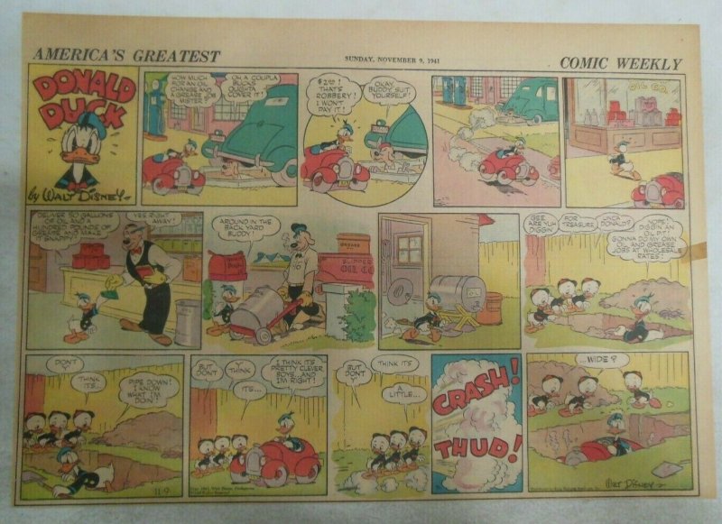 Donald Duck Sunday Page by Walt Disney from 11/9/1941 Half Page Size