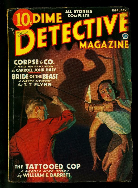 Dime Detective Pulp February 1936- Race Williams- Tattooed Cop- VG+