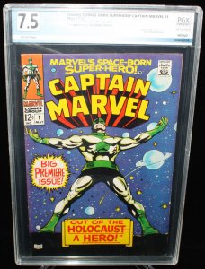 Marvel's Space-Born Superhero! Captain Marvel #1 - 3rd App PGX Grade 7.5 - 1968