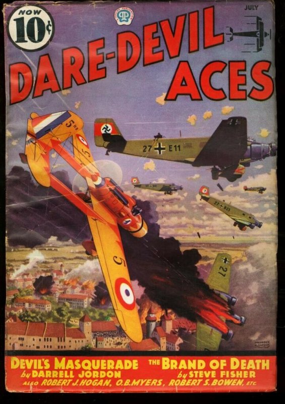 DARE-DEVIL ACES 1936 JUL-WWII BOMBING CVR-PULP VG/FN