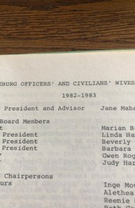 Wuerzburg 1982-3 officers’& civilians’wives cookbook
