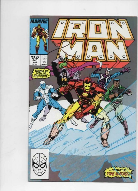 IRON MAN #240, NM- Tony Stark, Ghost, 1968 1989, more IM in store, Marvel