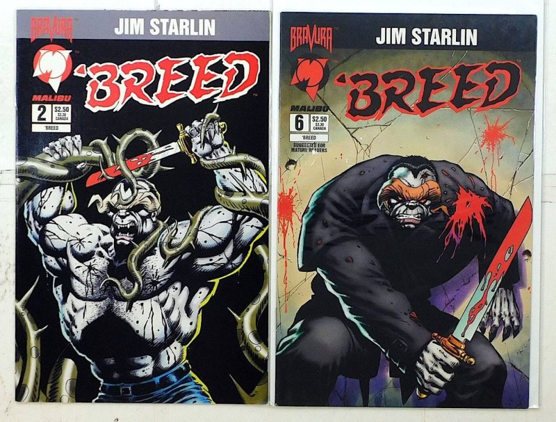 Breed Lot of 2 #2, 6 (1994) Malibu Comics 1st Print Comic Books