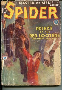 PULP:  SPIDER-8/1934-DAMSEL IN DISTRESS COVER-PRINCE OF THE RED LOOTERS-fr