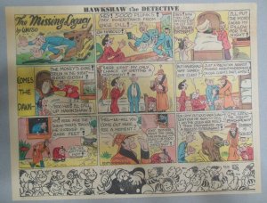 Hawkshaw The Detective Sunday Page Gus Mager from 12/25/1938 Size 11 x 15 inch