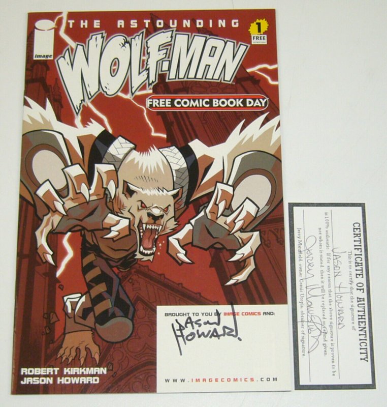 Astounding Wolf-Man FCBD #1 VF/NM signed by jason howard w/COA