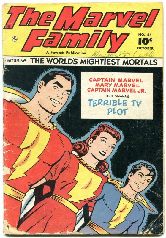 Familia de Marvel #64 1951-terrible TV parcela-Capitán Maravilla-Fawcett Golden Age FR 