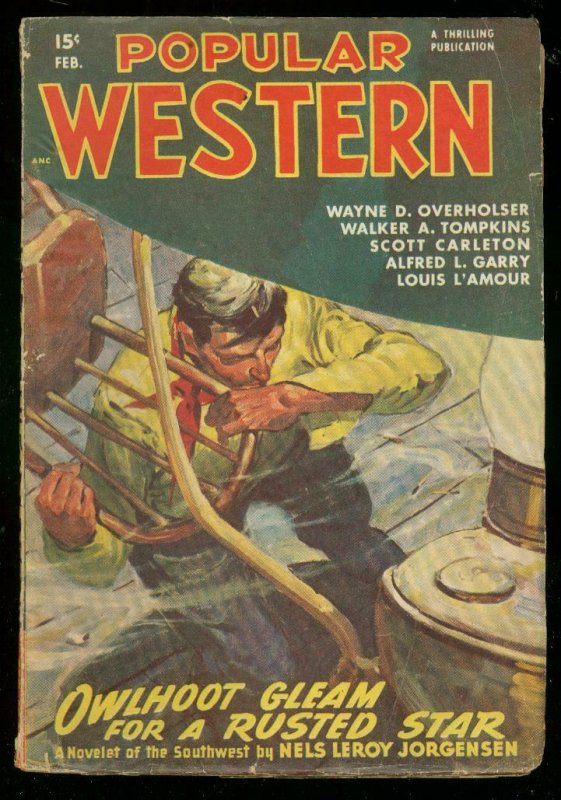 POPULAR WESTERN PULP FEB 1948-LOUIS L'AMOUR-LESLIE ROSS VG