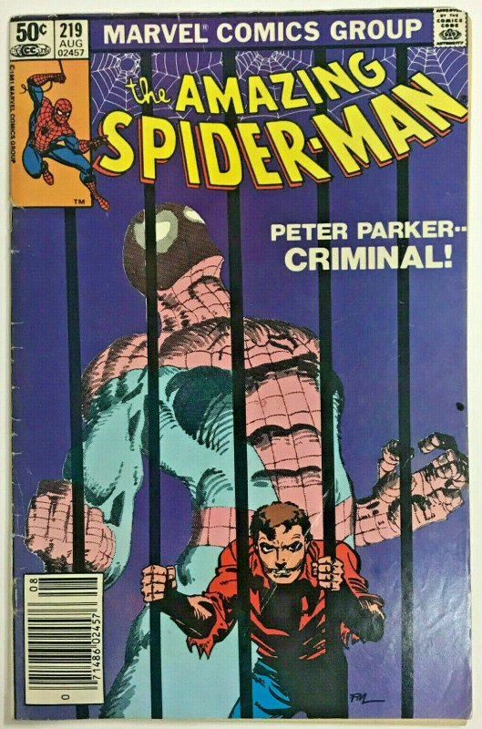 AMAZING SPIDER-MAN#219 FN 1981 MARVEL BRONZE AGE COMICS