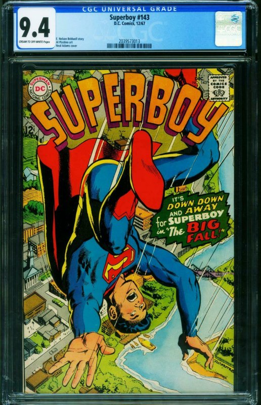 SUPERBOY #143 CGC 9.4 1967-NEAL ADAMS SILVER AGE 2039573013