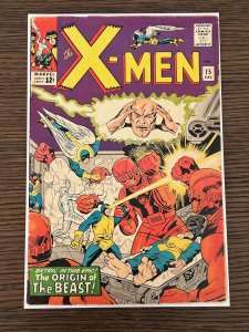 The X-Men #15 (1965). VG+. Origin Beast. 1st app Master Mold. 2nd app Sentinels.