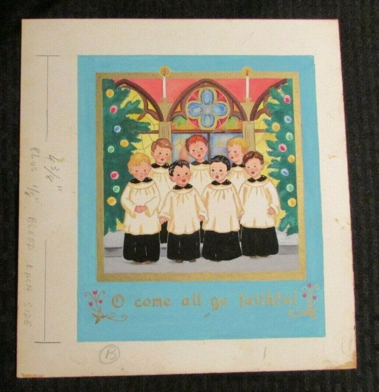 CHRISTMAS Oh Come All Ye Faithful Choir 10x11 Greeting Card Art #1364