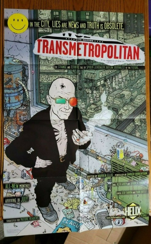 34 x 22 Transmetropolitan Helix Comics Promo Poster NO PIN HOLES NEW