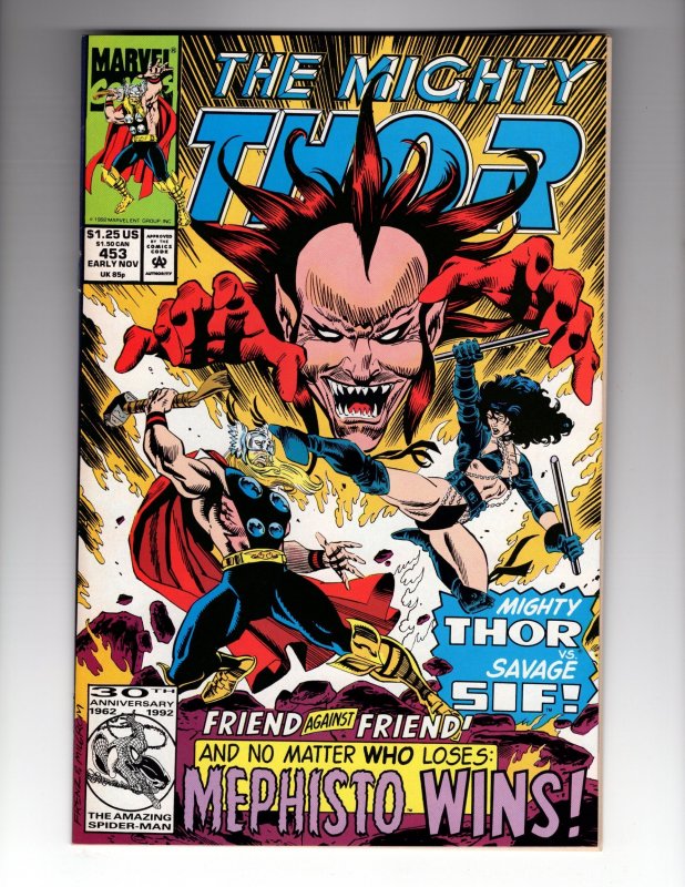 The Mighty Thor #453 (1992)  MEPHISTO Appearance ~ Lady Sif    / HCA1