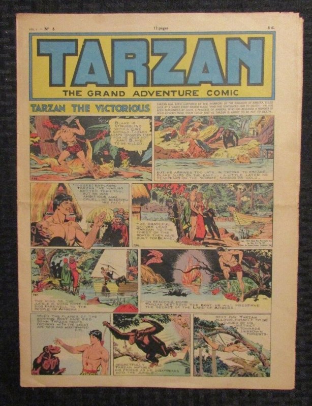 4/12/51 TARZAN Newspaper Comic #6 FN+ 6.5 Edgar Rice Burroughs 12pgs 11x15
