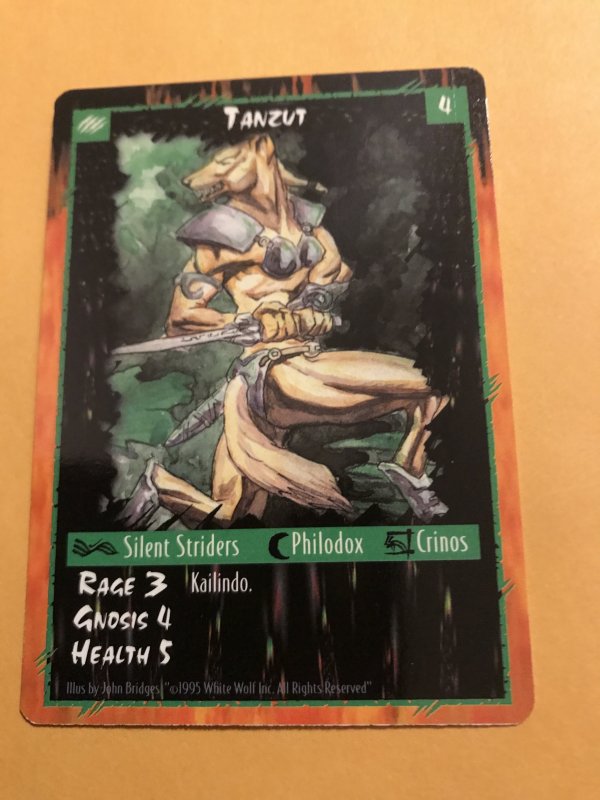 TANZUT : RAGE Werewolf Unlimited Character Card; White Wolf TCG, Silent Striders