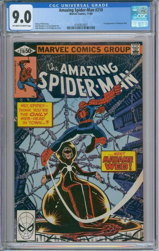 Marvel Comics Amazing Spider-Man #210 CGC 9.0 1st Appearance Of Madam Web