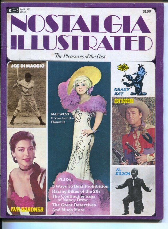 Nostalgia Illustrated 4/1975-Marvel-Joe DiMaggio-Mae West-Krazy Kat-Nancy Dre... 