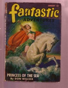 FANTASTIC ADVENTURES-JAN 1947-GOOD GIRL ART COVER-PULP G/VG