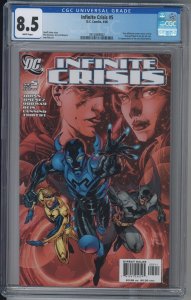 INFINITE CRISIS 5 CGC 8.5 1st NEW BLUE BEETLE DCU Movie KEY!!! Jim Lee Variant