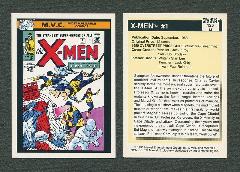 1990 Marvel Comics Card  #125 (X-Men #1 Cover) / MINT