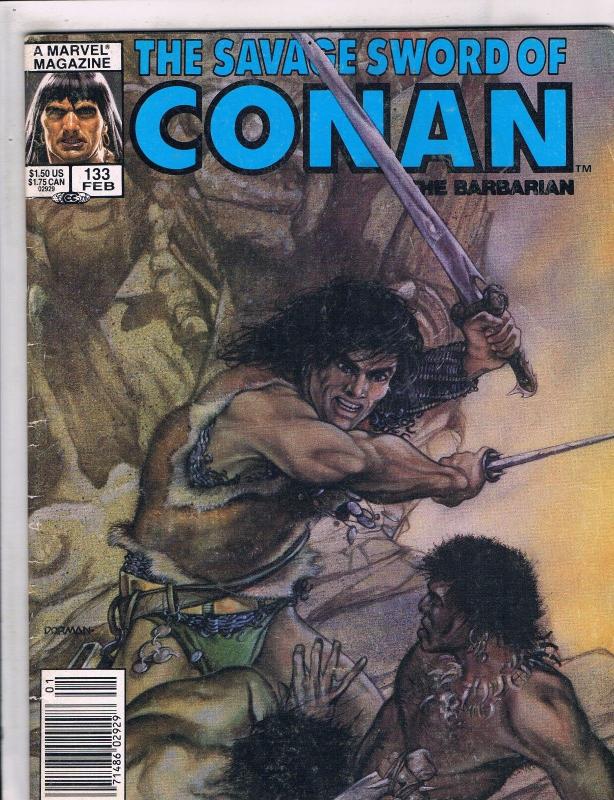 5 Savage Sword Of Conan Marvel Comic Book Magazines # 129 130 131 132 133 J144