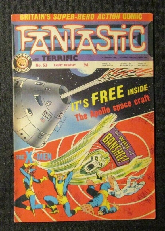 1968 FANTASTIC Power UK Comic #53 FN+ 6.5 Thor / Avengers / X-Men / Dr Strange