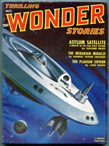 Thrilling Wondering Stories Pulp October 1951-Fletcher Pratt-Space Station cover