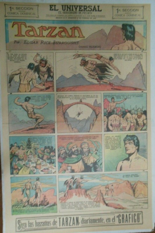 Tarzan Sunday Page #622 Burne Hogarth from 2/7/1943 in Spanish! Full Page Size