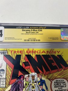 Uncanny X-Men 244 CGC 9.4 JSA 1989 MARVEL Signed Chris Claremont Authenticated