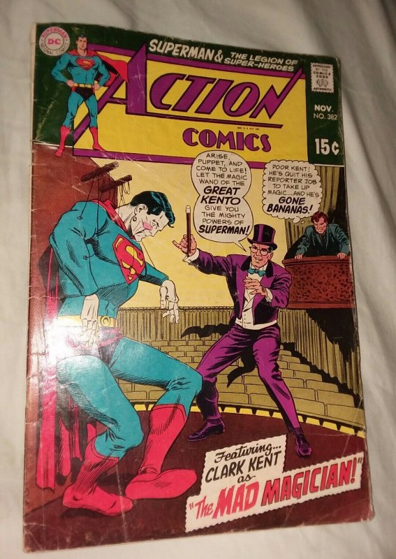 Action Comics #382 1969 DC Comics Superman Mad Magician legion of super heroes