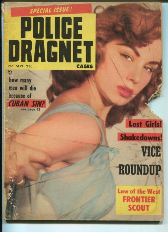 POLICE DRAGNET-09/1958-LOST GIRLS-SHAKEDOWNS-VICE ROUNDUP-SEX TRAPS G