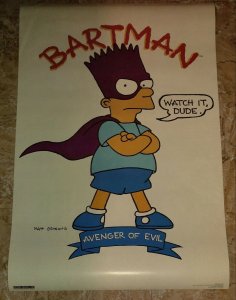 1990 BARTMAN Avenger of Evil #148 Poster 21x32 FVF 7.0 Bart Simpson