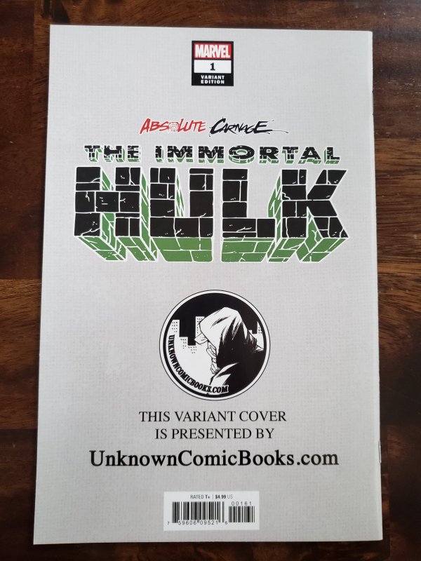 Absolute Carnage Immortal Hulk 1 Unknown Comics Exclusive limited to 500 copies