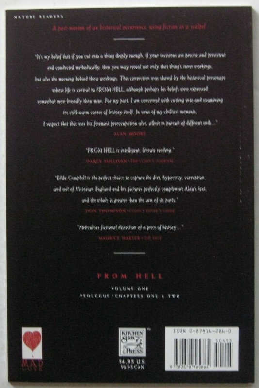 From Hell Volume One (Mad Love/Tundra Publishing/Kitchen Sink), NM, Third Print
