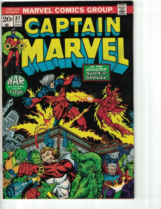 Captain Marvel #27 VG bronze age marvel comics - jim starlin - super-skrull 1973