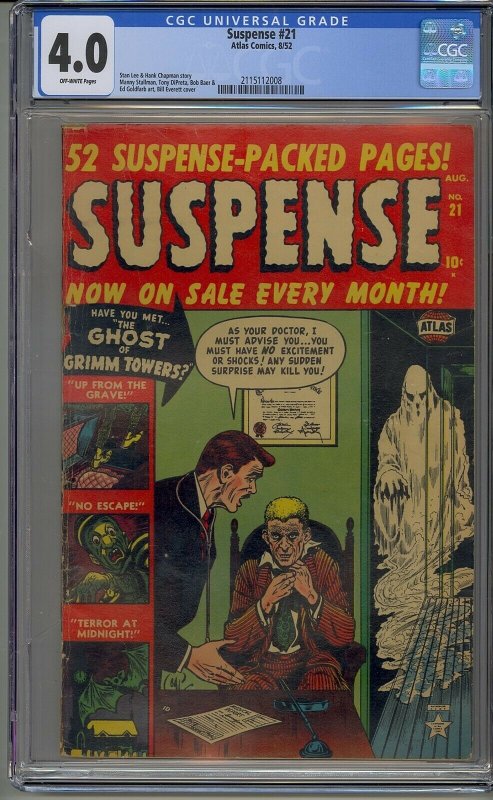 SUSPENSE #21 CGC 4.0 GOLDEN AGE PRE CODE HORROR ATLAS 