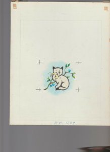 GET WELL SOON Sad Crying Kitten 2pcs 8x9.5 Greeting Card Art #C1629