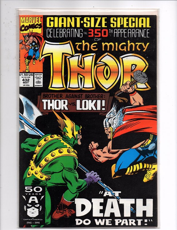 Marvel Comics (1966) The Mighty Thor #432 350th App. 1st Eric Masterson as Thor