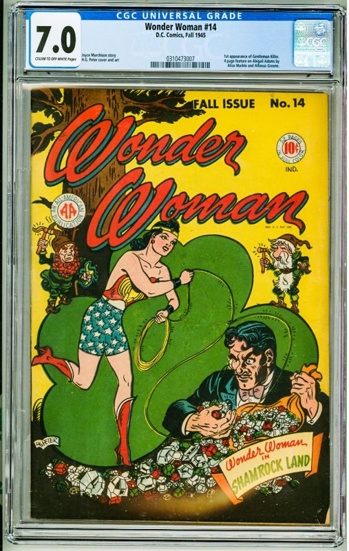 Wonder Woman #14 (1945) CGC 7.0! 1st App of Gentleman Killer!