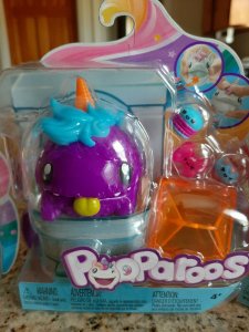 Authentic pooparoos Unicornio púrpura, blanco y rosa Bolsa Ciega de Baño Mascota Lote De Juguete 