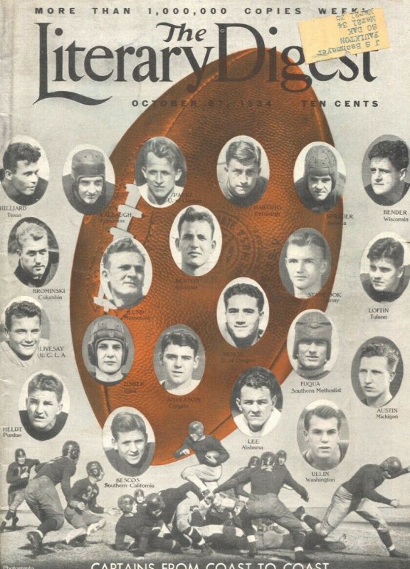 Literary Digest 10/27/1934-NCAA football team captains-mass suicide threat-pi...