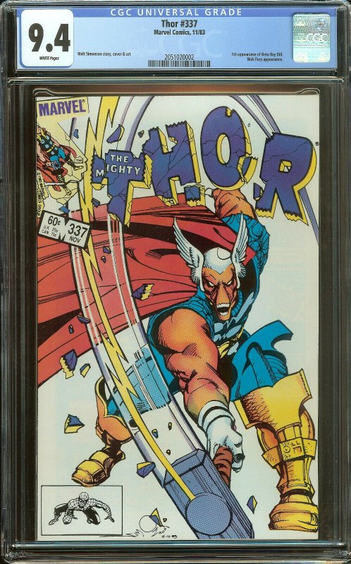 Thor 337 CGC 9.4   1st Beta Ray Bill   White Pages