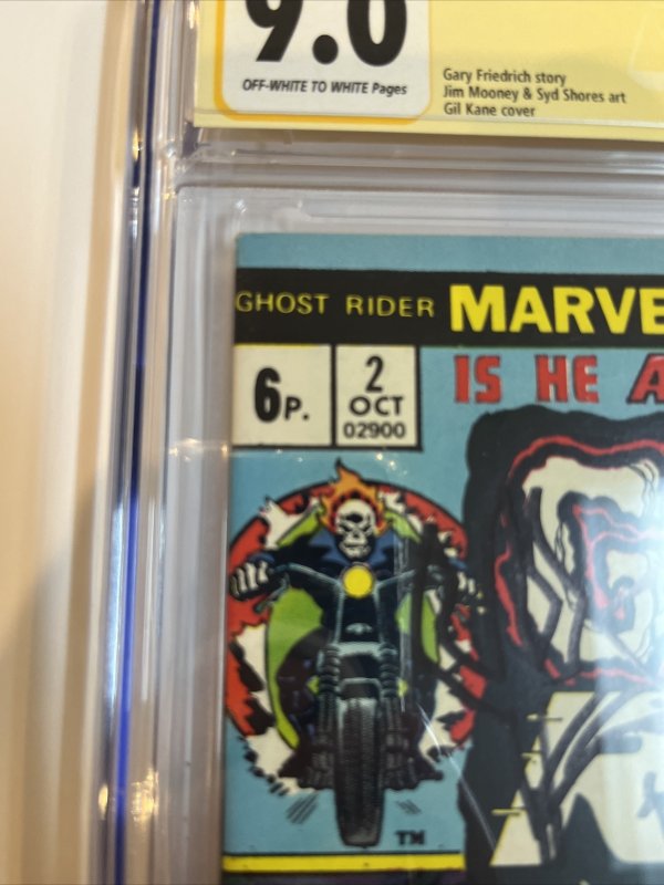 Ghost Rider (1973) # 2 (CGC 9.0 SS) Signed Sketch (Hellstorm) Roy Thomas | UK