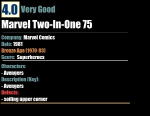 Marvel Two-In-One 75 (1981) VG Bronze Age Marvel Comics Avemgers