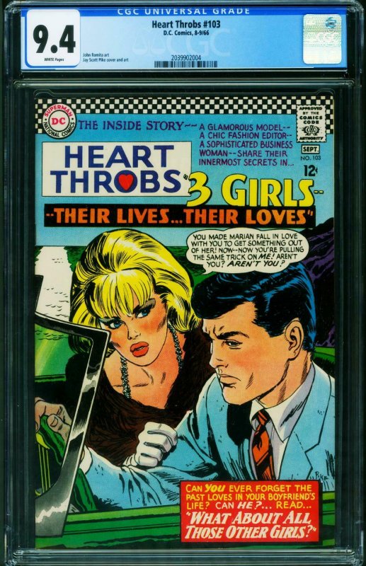 HEART THROBS #103 CGC 9.4 White pages-DC Romance 2039902004