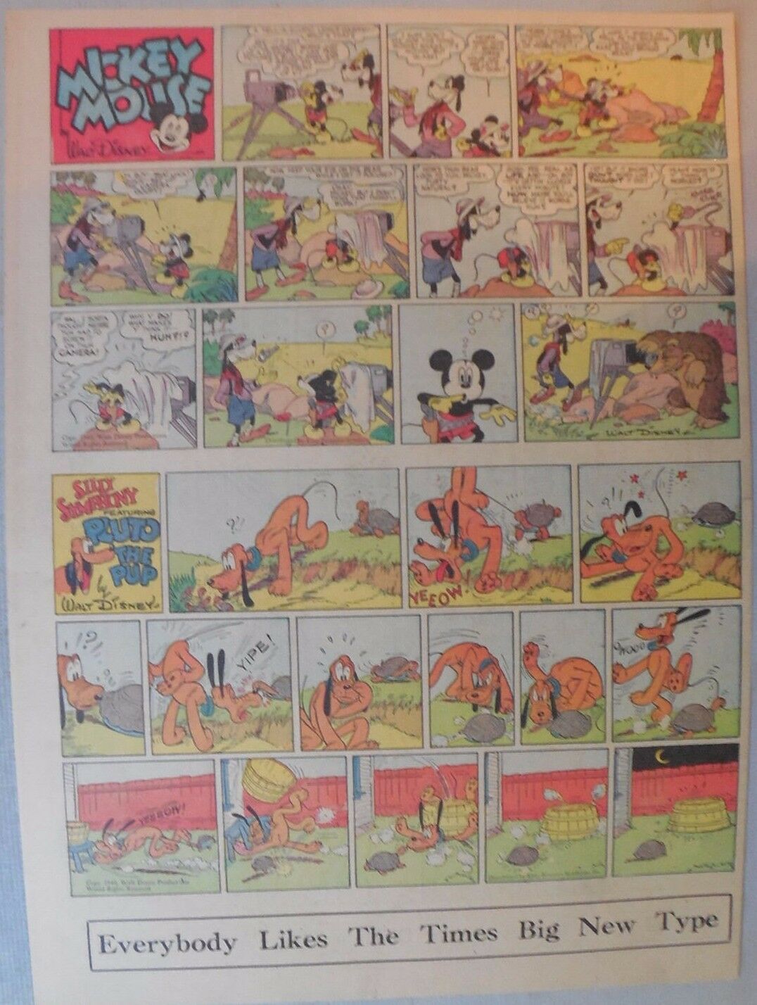 Details about   Mickey Mouse Sunday Page by Walt Disney from 4/21/1940 Tabloid Page Size 